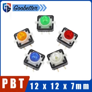 12 x 12 x 7mm Momentary Tactile Push Button Switch PCB SPST With LED Illuminated - Picture 1 of 13