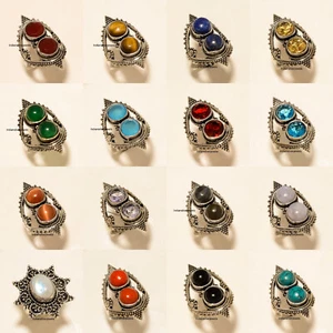 Best 2 Stone Flower Ring Handmade Fashion Jewelry Gift Someone Special - Picture 1 of 17