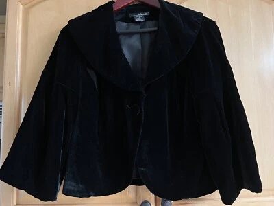 PRE-OWNED WILLI SMITH WOMEN'S VELVET JACKET BLACK SIZE M MEDIUM - Image 1 of 4