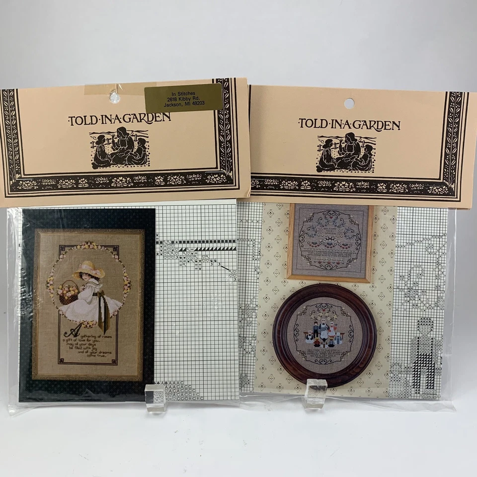 Told In A Garden Baby Garden A Gathering Of Roses Cross Stitch Pattern Lot of 2 - Image 1 of 4