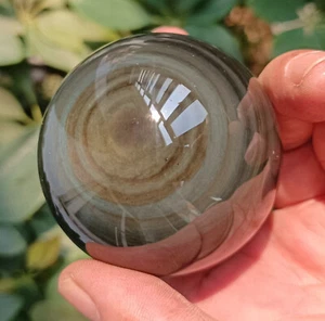 265g RAINBOW NATURAL CATS EYE OBSIDIAN QUARTZ CRYSTAL SPHERE BALL - Picture 1 of 16