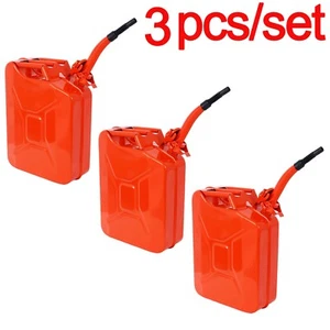 3PCS Portable Jerry Can with Flexible Spout Gasoline Steel 20 Liter 5 Gallon - Picture 1 of 13