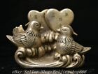 4.8" Old Chinese Copper Silver Fengshui Mandarin duck Bird Statue Sculpture