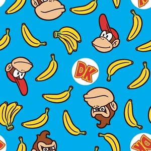 BTY Nintendo World Super Mario & Friends Donkey Kong Blue Cotton Fabric By Yard - Picture 1 of 2