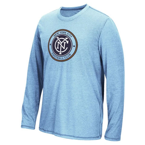 New York City FC MLS Adidas Men's Blue Climacool Aeroknit Long T-Shirt Cover
