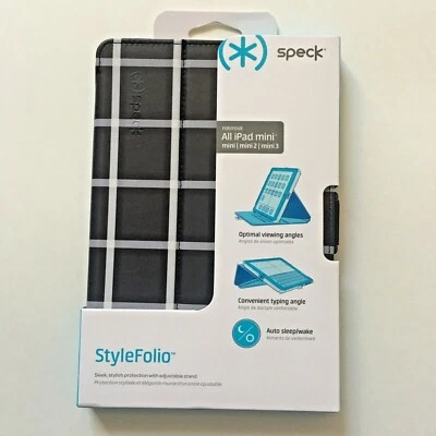 Speck Stylefolio iPad Mini 1/2 /3 Case With Adjustable Stand Black / White Bx-72 - Image 1 of 4