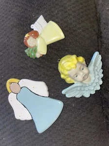 Set of 3 Ceramic Angels Hand-Painted Christmas Ornaments - Picture 1 of 4