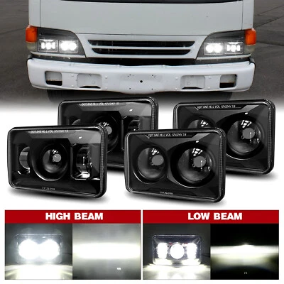 4PC Black 4X6'' LED Headlights Hi/Lo DOT For GMC G3500 W4500 W5500 Forward Jimmy - Image 1 of 4