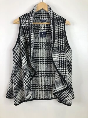 Suéter Cárdigan Chaleco Kaari Azul Para Mujer S/M Negro Blanco Cuadros Nuevo con Etiquetas Foto 1 de 4