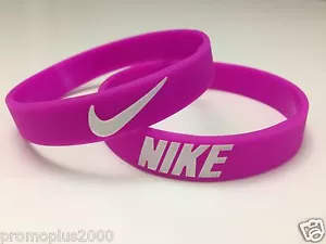 Nike Sport Baller Band Pink w/white logo Silicone Rubber Bracelet Wristband - Picture 1 of 2