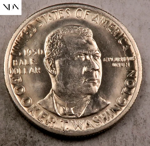 1950-S Booker T. Commemorative Half Dollar - Gem BU - 90% Silver - #24250 Cover