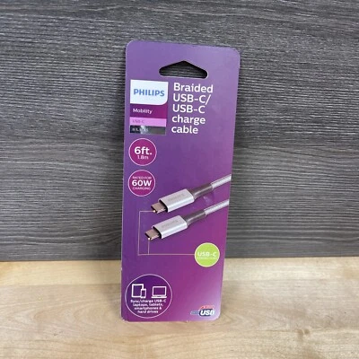 Philips Elite 6ft. USB-C Braided Charging Cable Brand New - Image 1 of 2