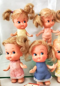 VTG 70'S LOT OF 11 SWEET SUSIE PLASTIC & RUBBER DIME STORE DOLLS- ELMAR CRAFT 5" - Picture 1 of 16