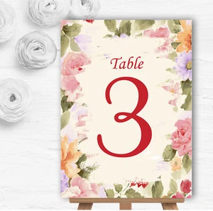 Pretty Pastel Floral Vintage Personalised Wedding Table Number Name Cards - Picture 1 of 1