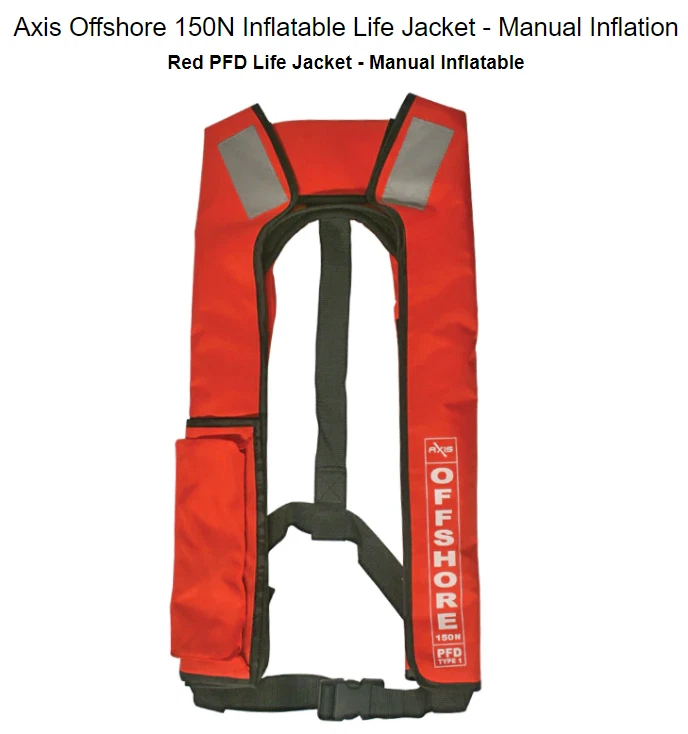 Off shore 150 Manual inflatable Life Jacket Designed to suit all Adults RED - image 1 of 1