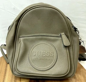 Guess Backpack Mini Purse Multi compartment logo Dark Tan Los Angeles - Picture 1 of 18