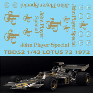 1/43 Lotus 72 John Player Special Decals 72D TB Decal TBD52
