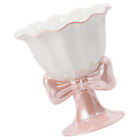 Ceramiczna miska deserowa z podstawką do sałatki lodowej i owocowej - różowa