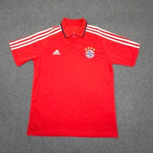 Bayern Munich FC shirt Men MEDIUM Red Adidas Football Soccer Sports Polo Size M - Picture 1 of 12
