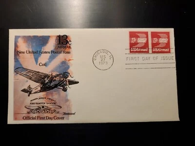 US FDC #C83 FLEETWOOD Coil Pair Ford Tin Goose Aircraft Cachet  - Image 1 of 2