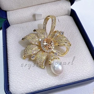 gorgeous south sea white pearl brooch 925s - Picture 1 of 4