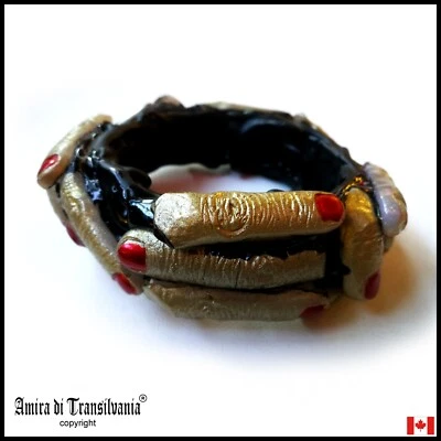 Brazalete Brazalete Joyería Macabra Mujer Extravagante Gótico Punk Cinco Dedos Foto 1 de 4