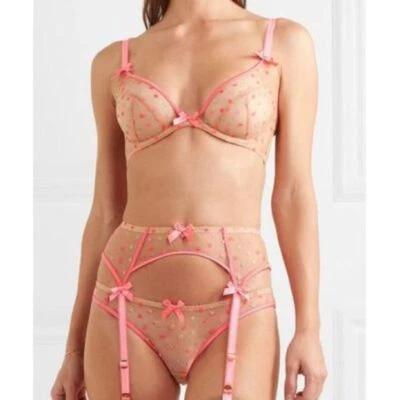 🆕 AGENT PROVOCATEUR Brie Satin-trimmed Embroidered Tulle Underwired Bra In Pink - Image 1 of 4