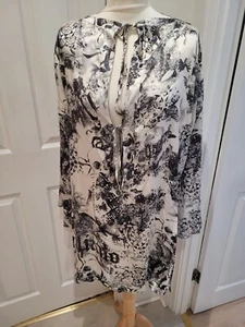 Galliano IT Size 40 Black Grey Ivory 100% Silk Tunic Dress - Picture 1 of 12
