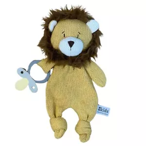 Knitted Lion Baby Comforter Soft Toy with Dummy Holder 12"/30cm ES Kids - Picture 1 of 3