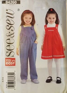 See & Sew B4260 Child / Toddler Jumper or Jumpsuit Size B 4 to 6 - Picture 1 of 1