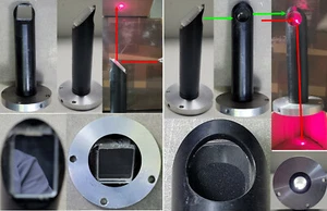 Soporte de 5 pulgadas de alto con espejo óptico de 45 grados 1" montado - Imagen 1 de 12