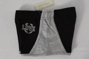 NEW Girls Summer Shorts Black Gray Love Medium 7 - 8 Gym Athletic Camp Short - Picture 1 of 2
