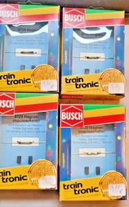 4 x Interruptor de pulso magnético BUSCH 5725 Train Tronic, sin usar en embalaje original antiguo - Imagen 1 de 3