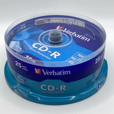 25 Genuine Verbatim CD-R Extra Protection Blank Discs 52x 700MB Spindle 43432 - Image 1 of 4