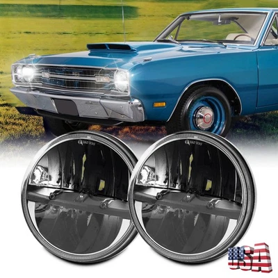 Faro LED redondo de haz alto/bajo de 7" para Dodge Dart 1963-1980 D150 1970-1978 2 piezas Foto 1 de 4