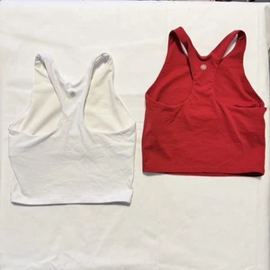 Athleta Girl Lot Of 2 Long Distance Bra White And Red Size M 8-10 - Picture 1 of 5