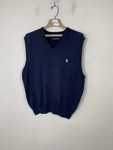 Polo Golf Ralph Lauren Men's L Navy V-Neck Sweater Vest Cotton Cashmere - Picture 1 of 9