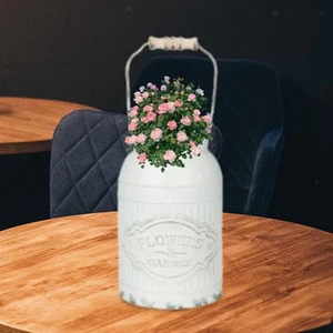 Milk Jug Vase Metal Rustic Decorative Metal Flower Jug for Home Office Table - Picture 1 of 5