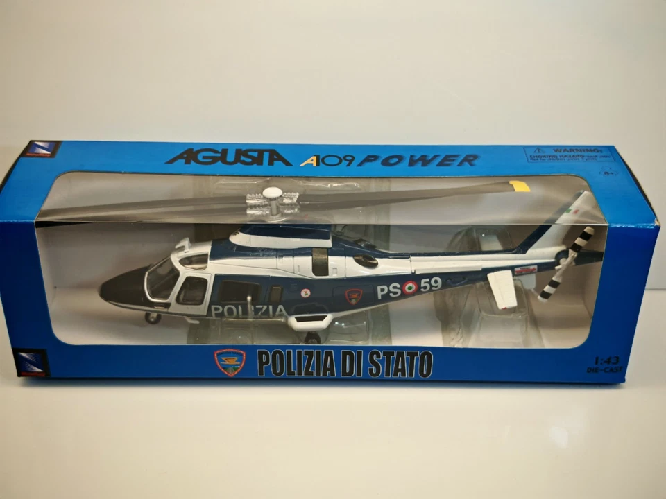MODELLINO STATICO NEW RAY ELICOTTERO AGUSTA WESTLAND AW109 POLIZIA SCALA 1/43 - Immagine 1 di 4