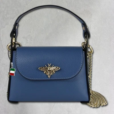 Sac À Bandoulière Florence Biene Pour Femmes En Cuir Véritable Jean Bleu OTF817F - Photo 1/4