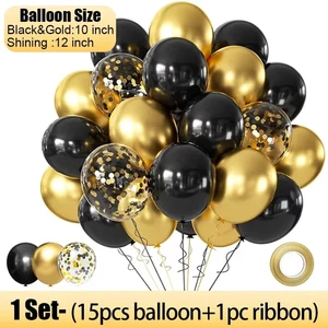 Globos de látex negro dorado brillante con lentejuelas para boda y fiesta - Imagen 1 de 15