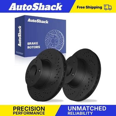 Front Drilled Slotted Brake Rotors Pair for BMW X1 320i xDrive 328i xDrive Foto 1 de 4