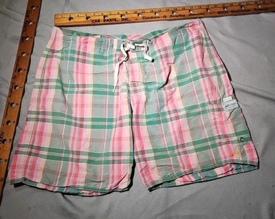 Pantalones cortos de natación Polo Ralph Lauren para hombre talla 38 rosa verde tabla carga a cuadros  Foto 1 de 4