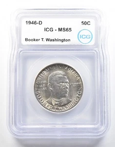 1946-D Booker T Washington Commemorative Half Dollar MS65 ICG *0151 - Picture 1 of 3
