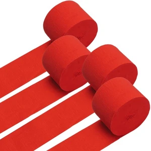 Serpentinas de papel crepé 4 rollos 328 pies, paquete de papel crepé rojo para decoración de fiestas... - Imagen 1 de 6