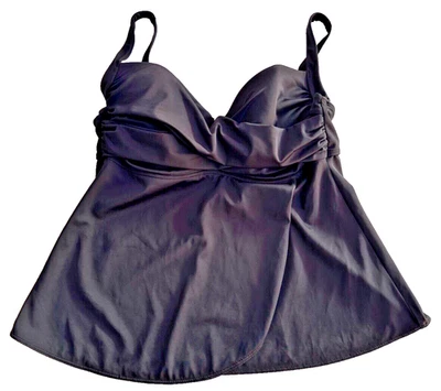 Sujetador Tankini Swim Top Talla 12 Grande Negro Envoltura Giratoria Frontal Con Aros Cobertura Completa Foto 1 de 4