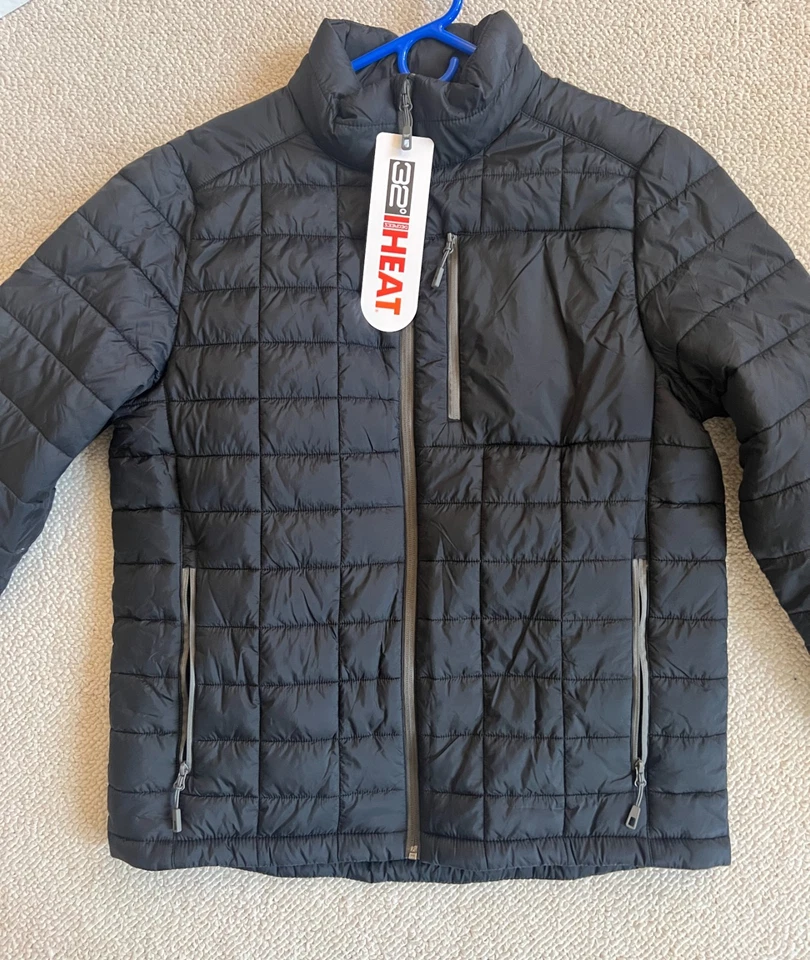32 Degrees Heat Black Mixed Media Puffer Jacket Coat Size Medium M Free Shipping - Image 1 of 2