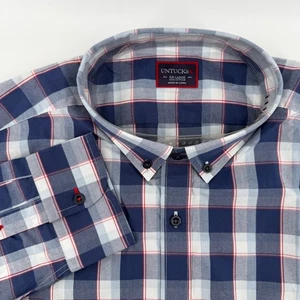 UNTUCKit St. Pierre Mens XX-Large Plaid Button Down Shirt Blue Red White - Picture 1 of 10