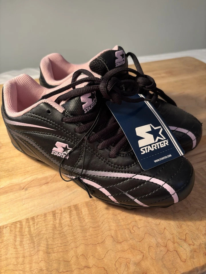 Botines de fútbol Starter para niñas jóvenes talla 2 negros/rosa nuevos con etiquetas Foto 1 de 4