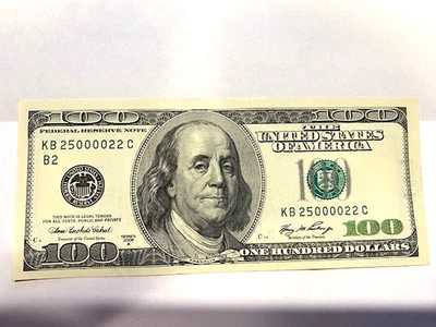 Series 2006 $100 FRN KB25000022 Old Currency Fancy 98.4 P10003 - Image 1 of 2